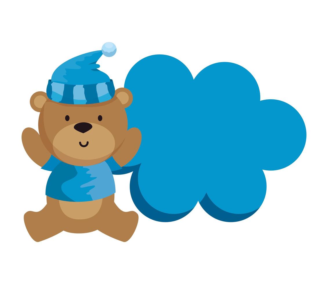 little bear teddy with hat vector