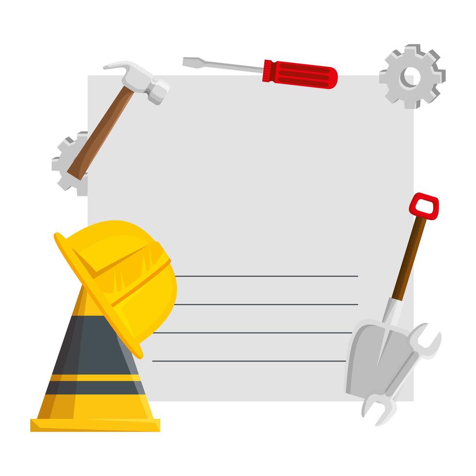 tarjeta con set de herramientas de construcción. vector