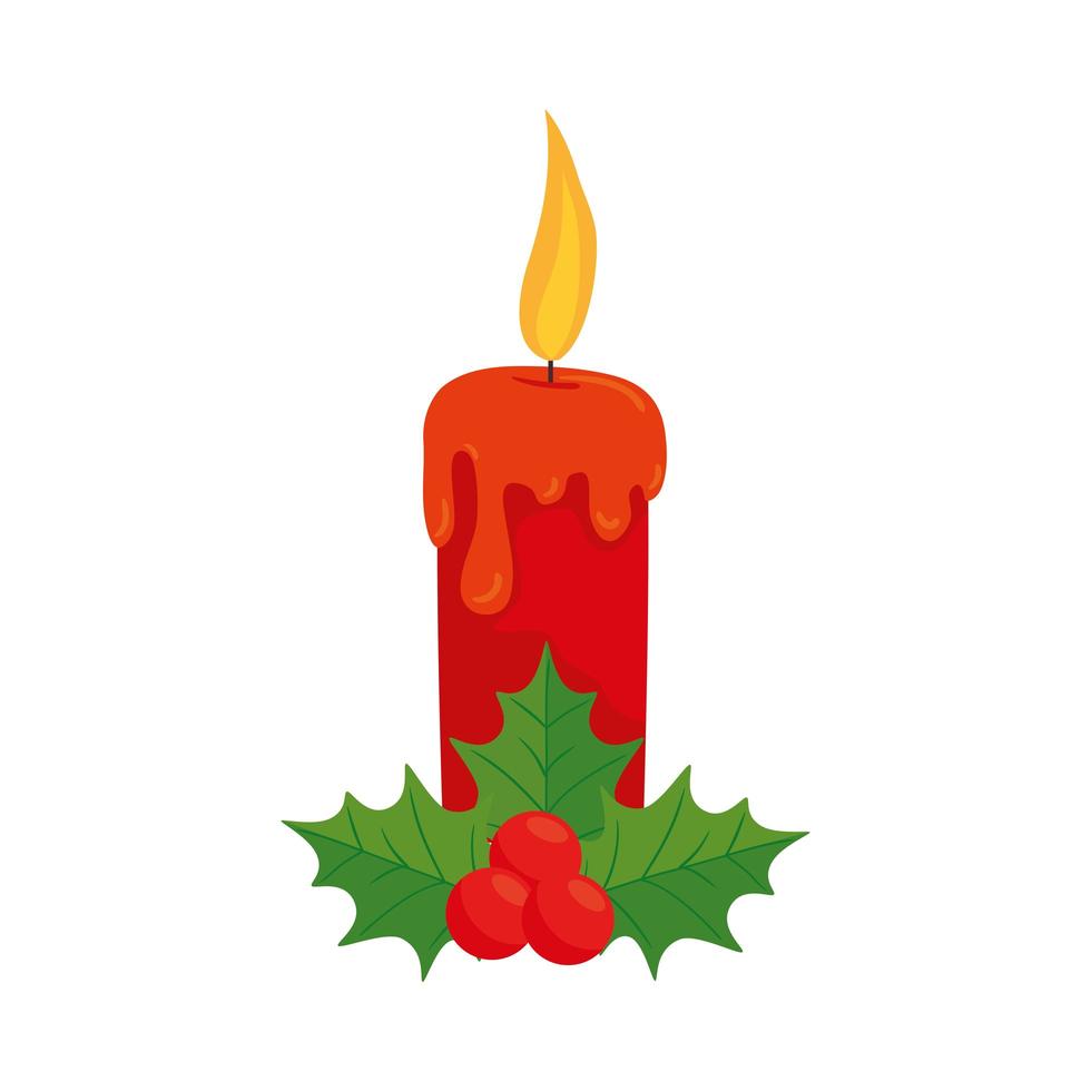 happy merry christmas candle decoration vector