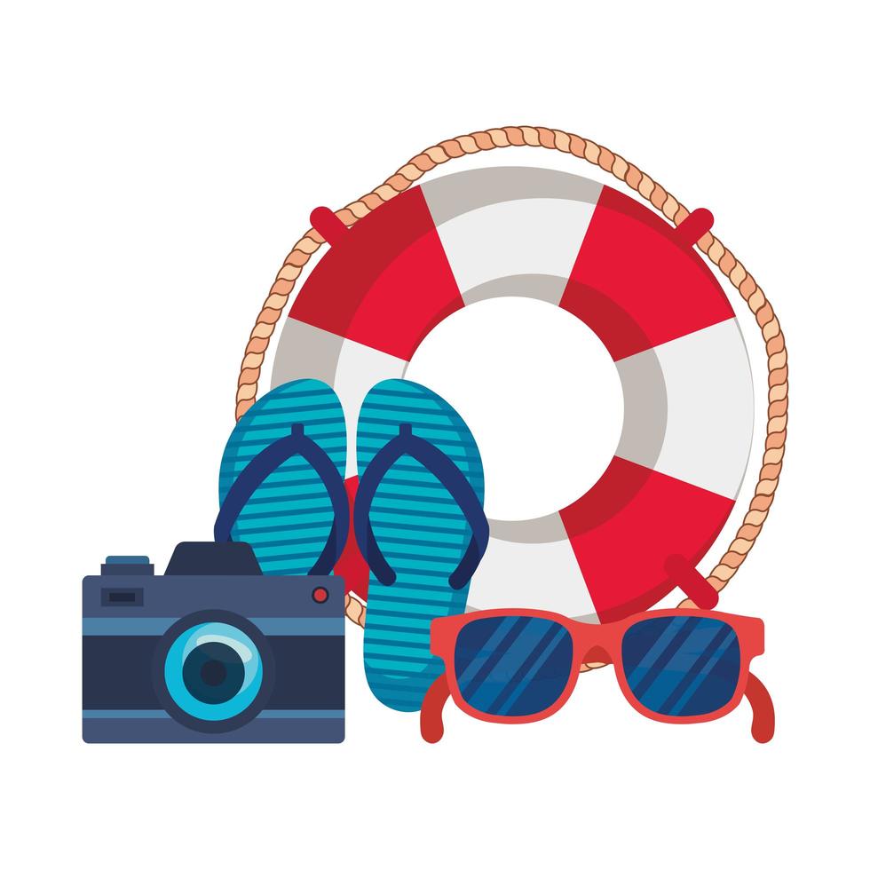 summer flip flops with camera and float vector