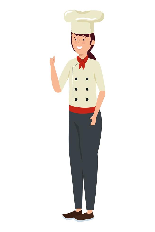 joven chef trabajadora personaje vector