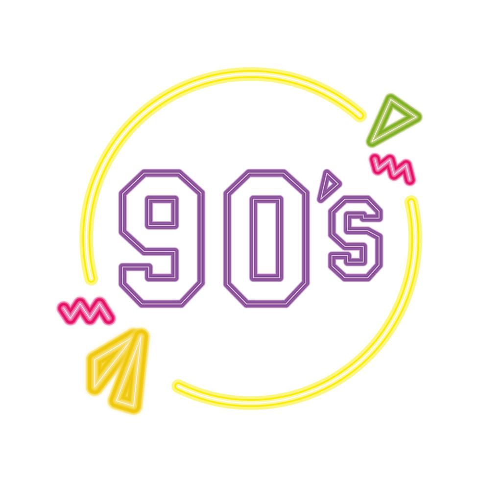 nineties sign retro style neon light vector