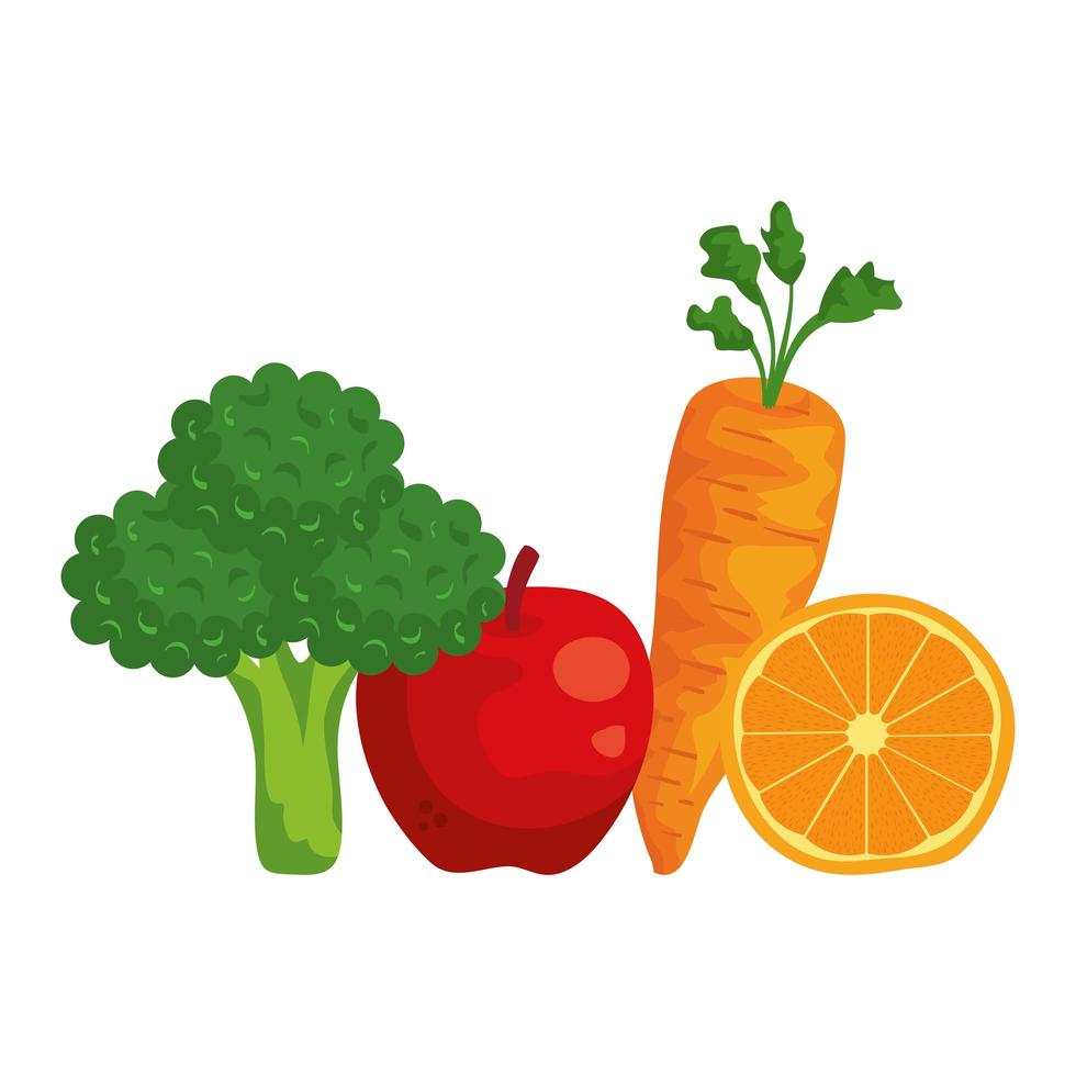 fresh vegetables and fruits healthy food vector