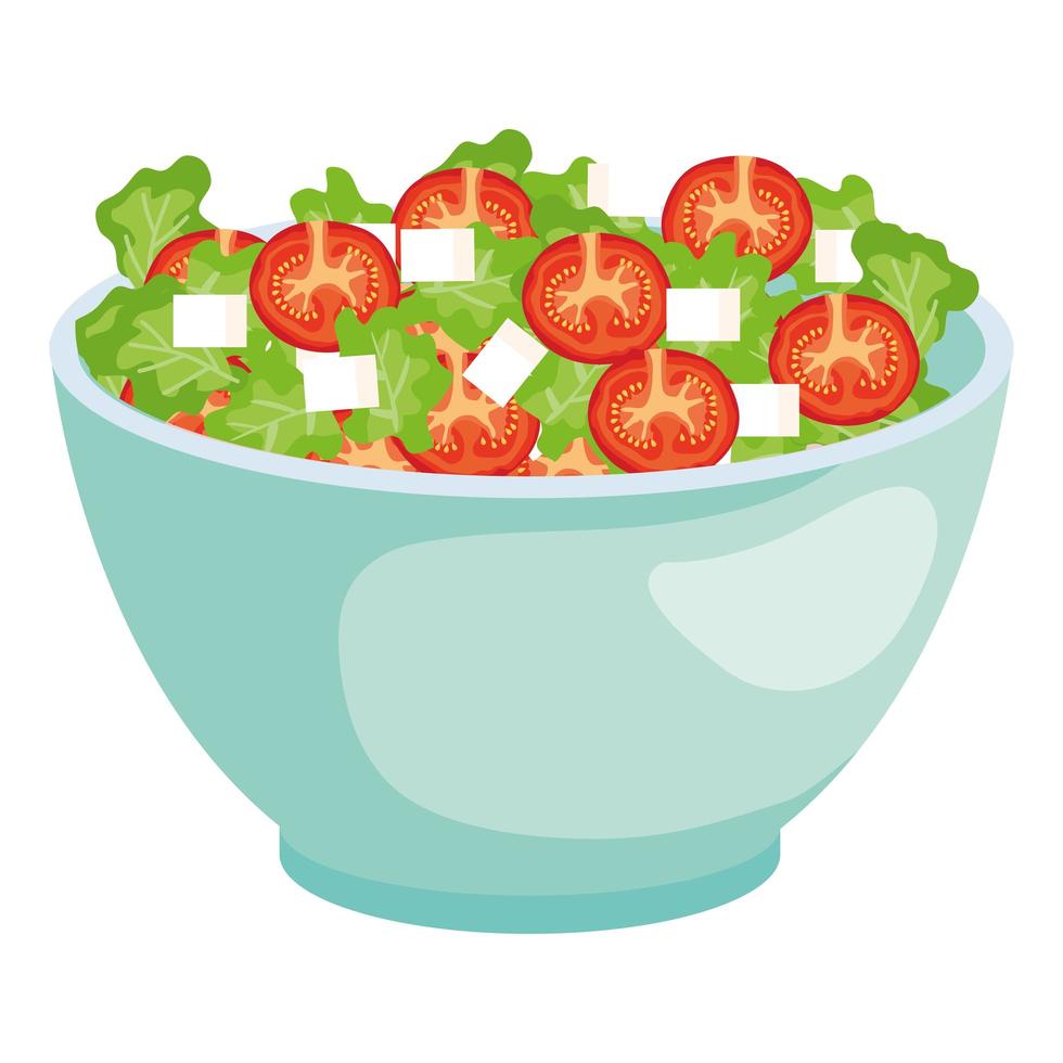 ceramic bowl with vegetables salad vector