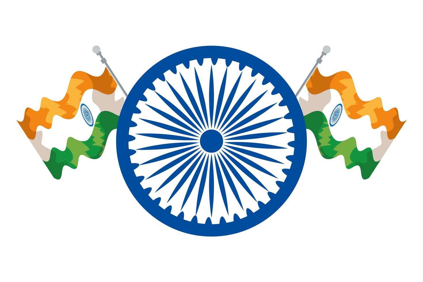 ashoka chakra indio con banderas vector