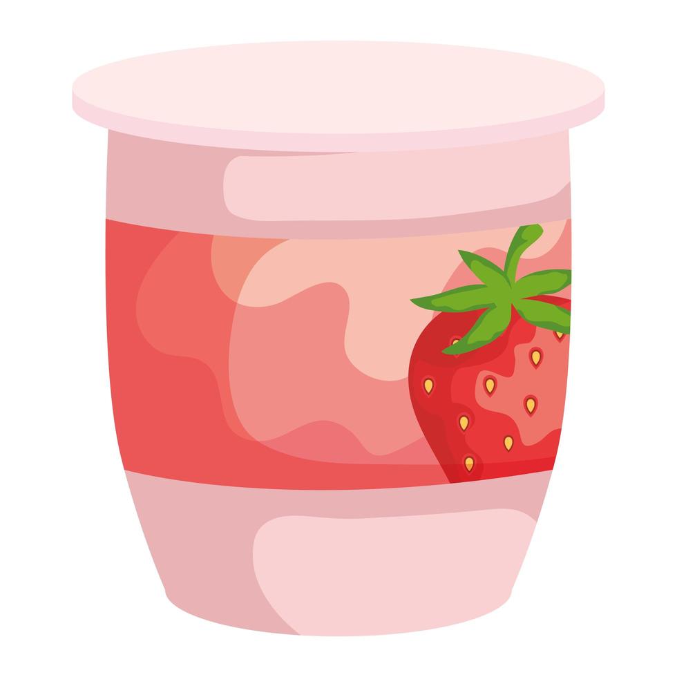 icono fresco de yogur de fruta de fresa vector