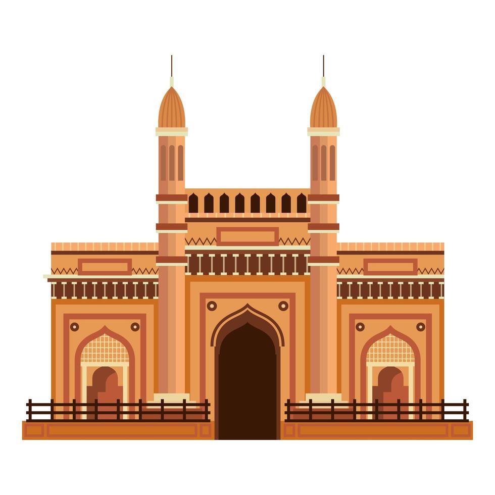 jama masjid famoso edificio icono vector