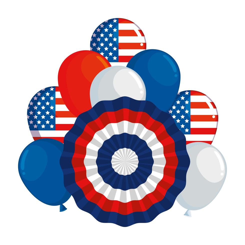 united states of america circular flag and balloons helium vector