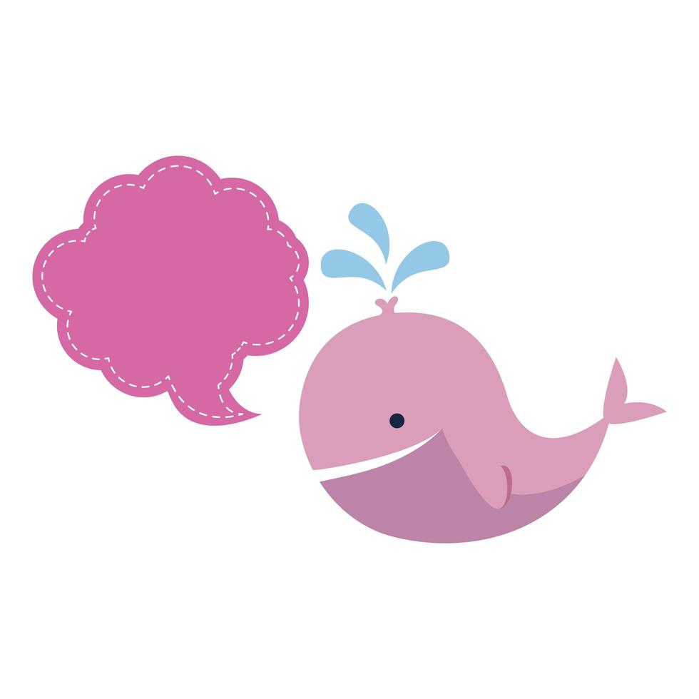 cute whale animal baby with speech bubble vector
