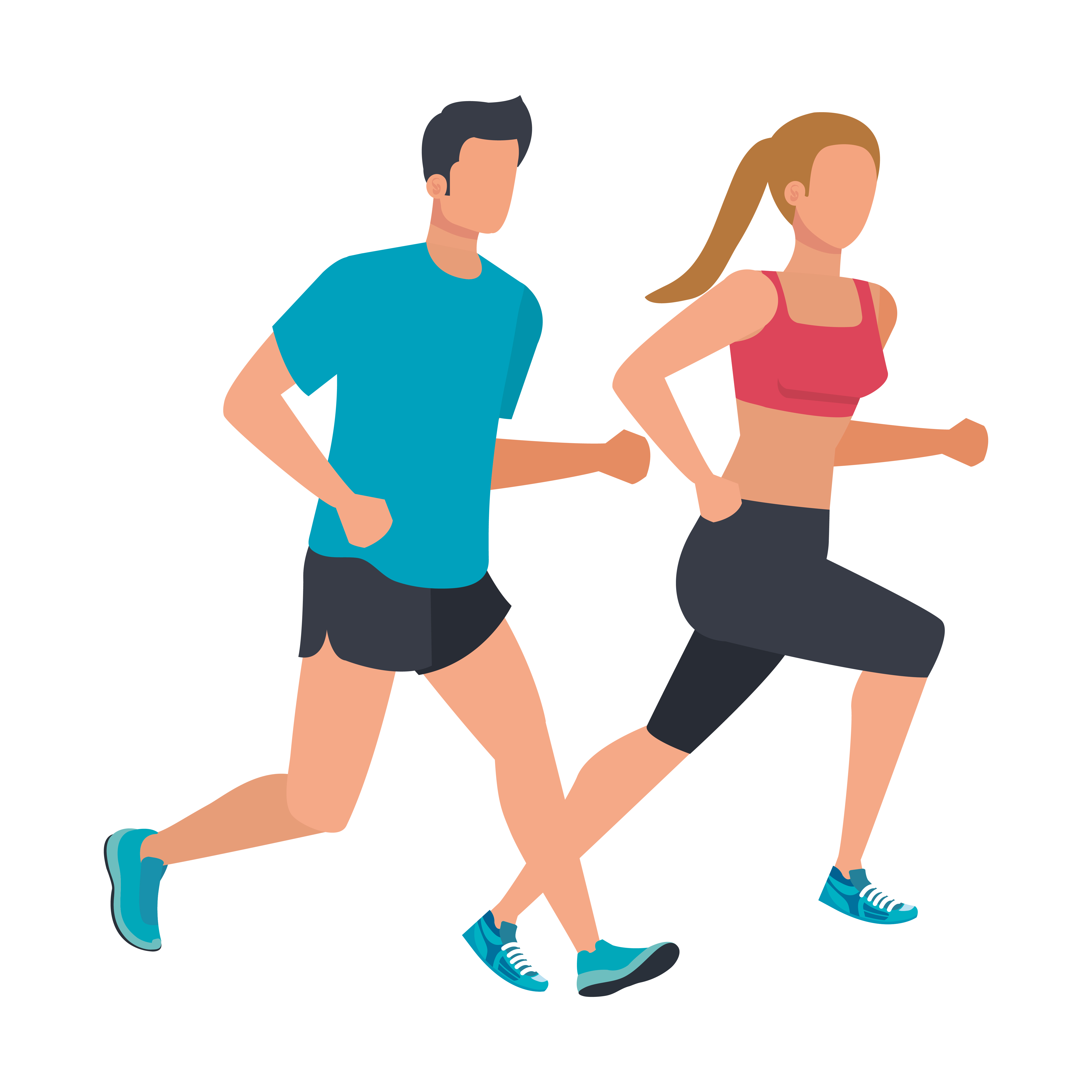 young athletic couple running characters 1932511 Vector Art at Vecteezy