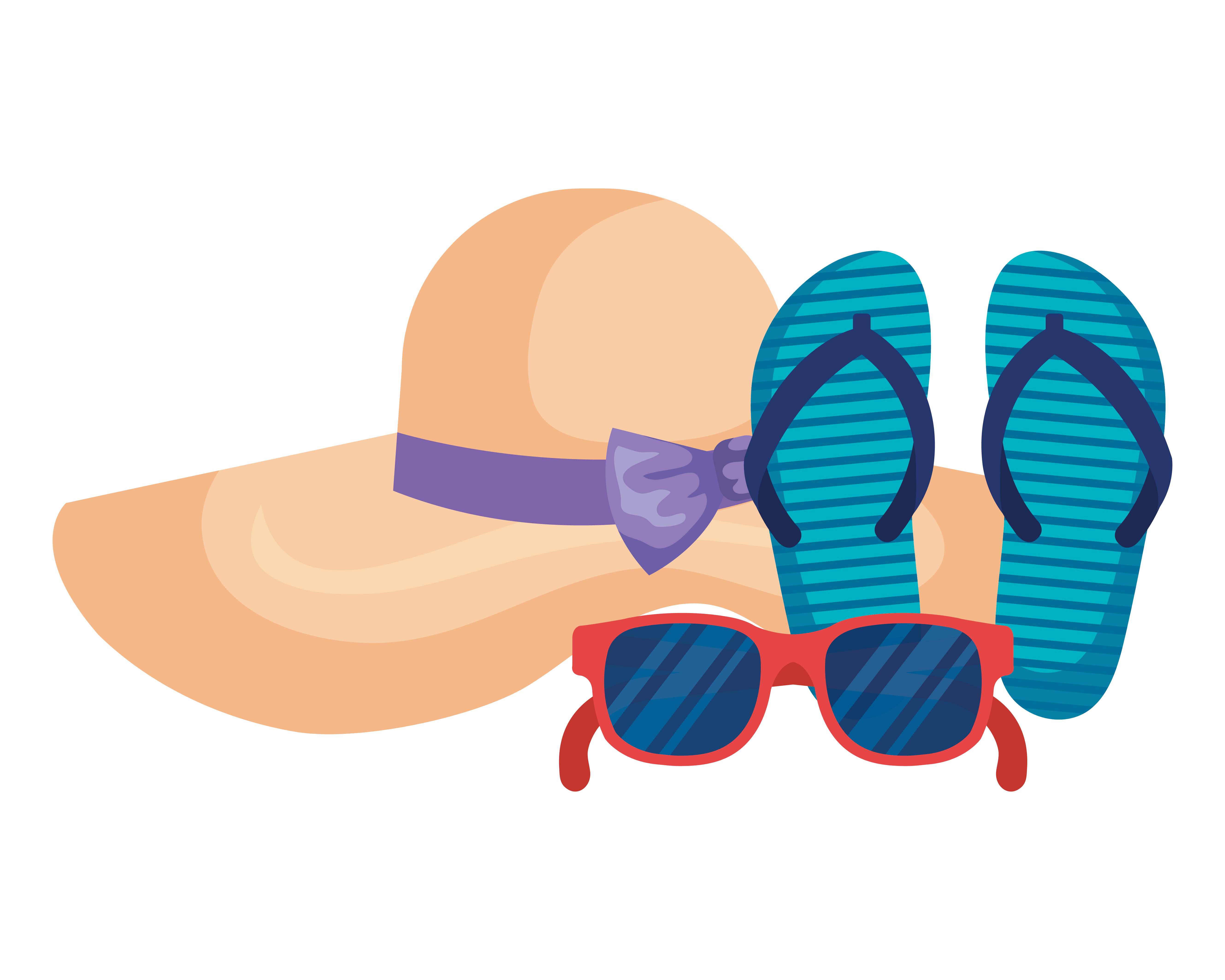 summer sunglasses with sandals and female hat 1932552 Vector Art at