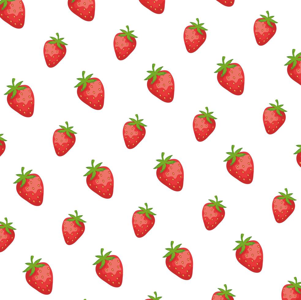 fresh strawberries fruits pattern background vector