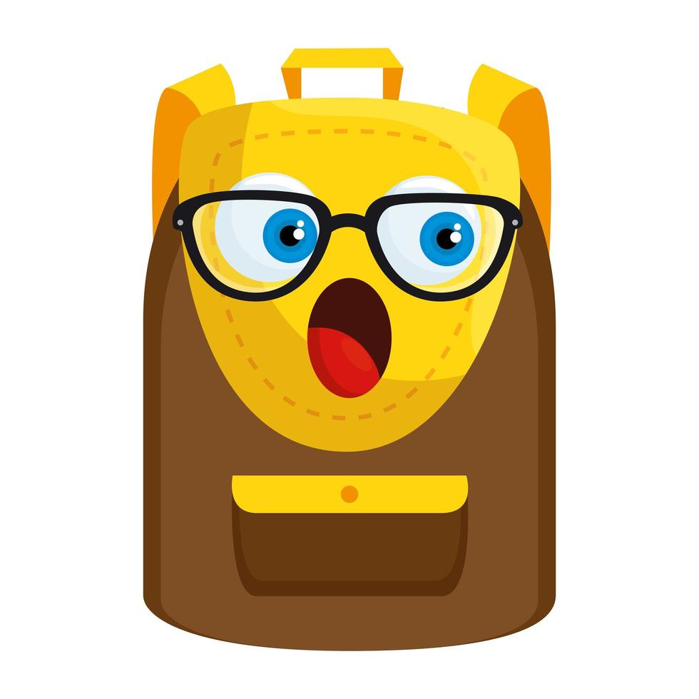 school bag supply kawaii comic character vector