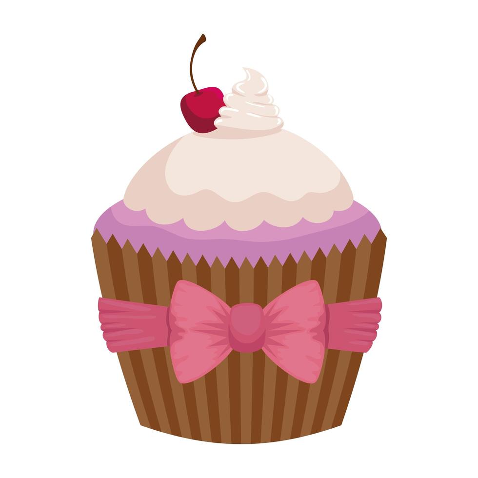 sweet delicious cupcake pastry icon vector