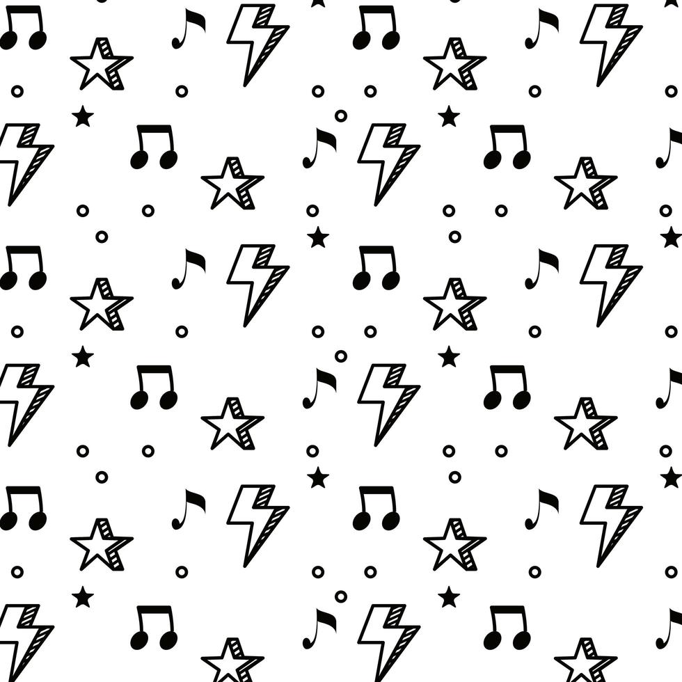 music notes and stars pattern background vector