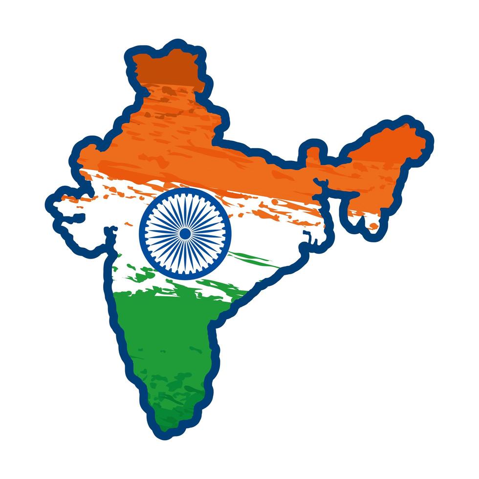 mapa con el icono de la bandera india vector