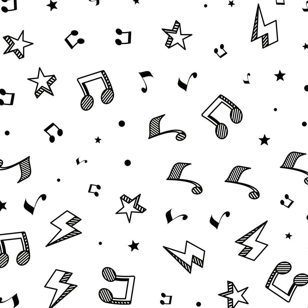 music notes and stars pattern background vector