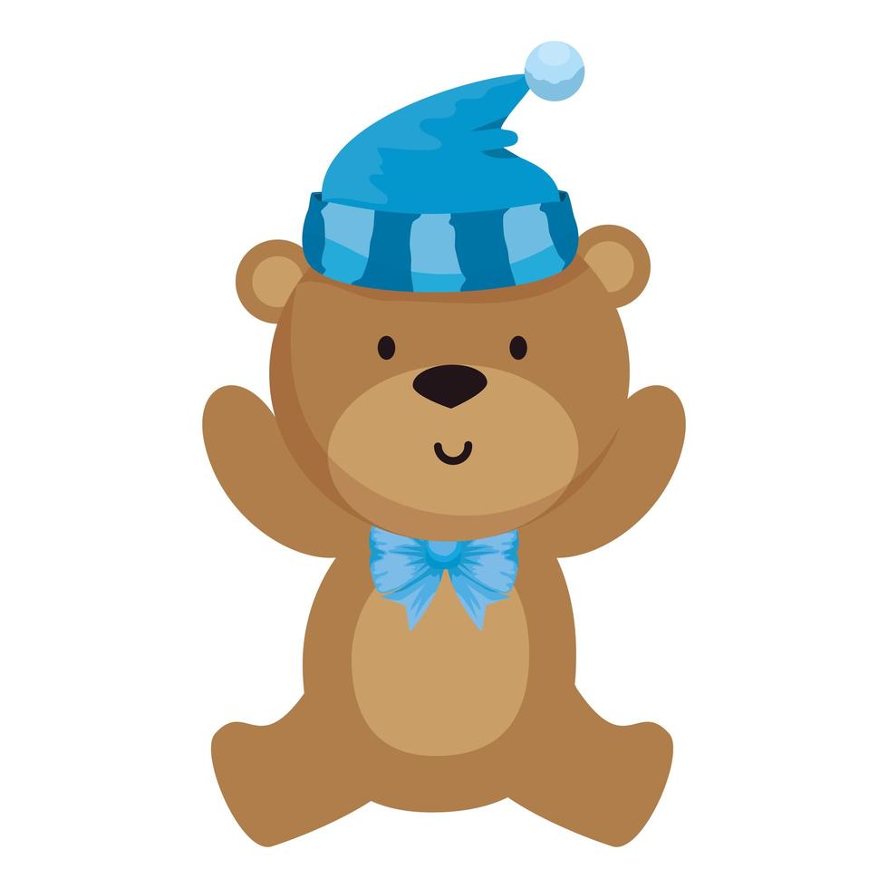 little bear teddy with hat vector