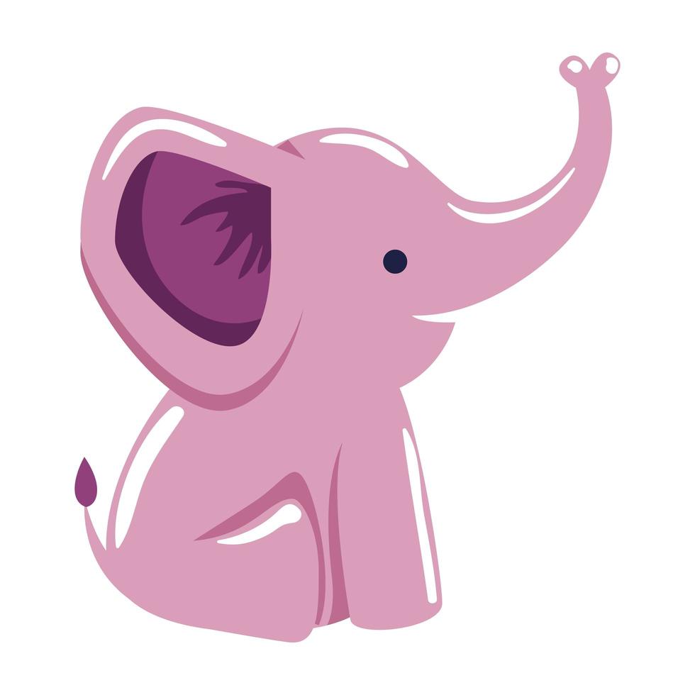 cute little elephant pink character vector