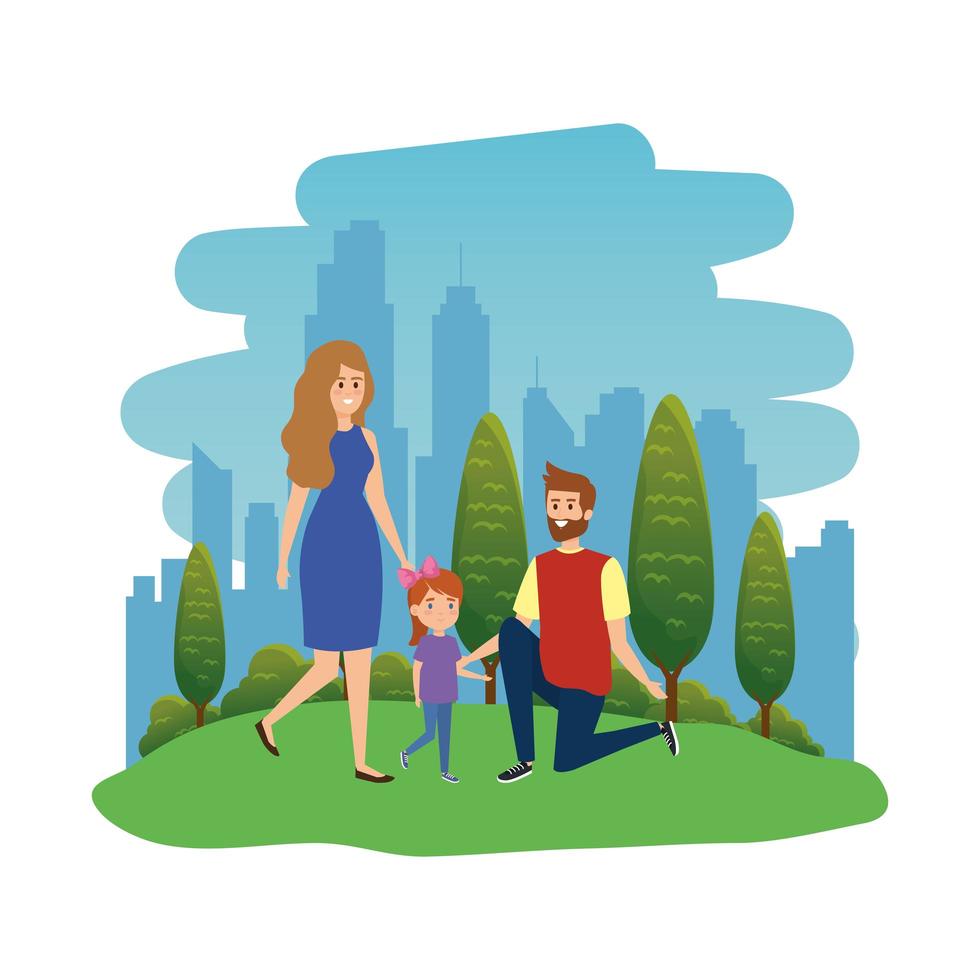 happy student girl with couple teachers in the landscape vector