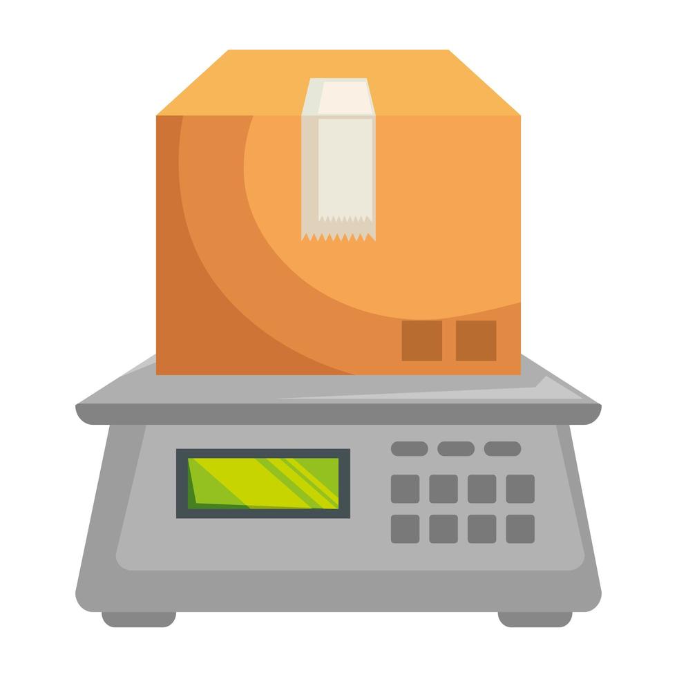 box carton packing with digital balance vector