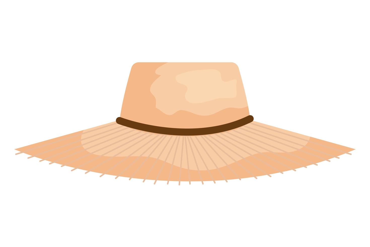 icono de accesorio de sombrero de paja de verano vector