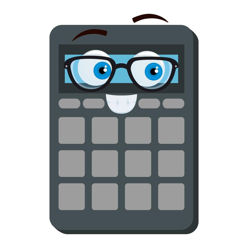 calculator math kawaii comic character vector