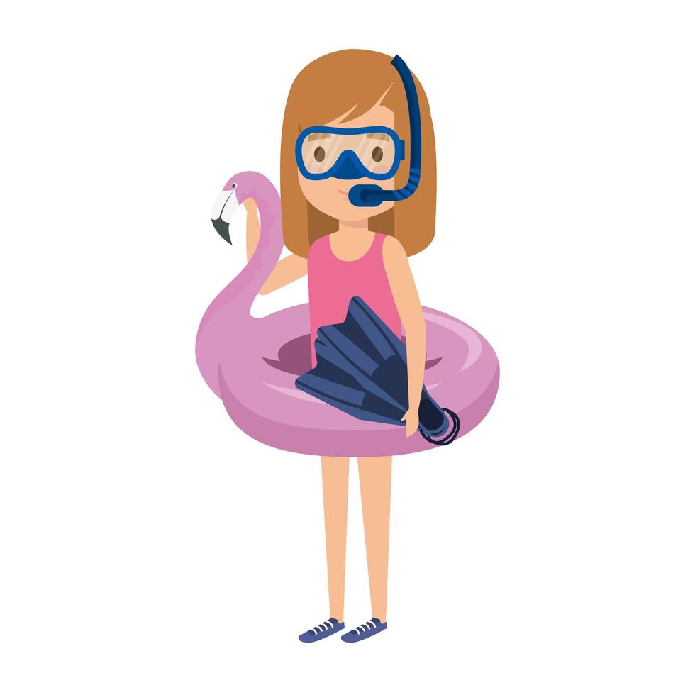 little girl with flemish float and snorkel vector