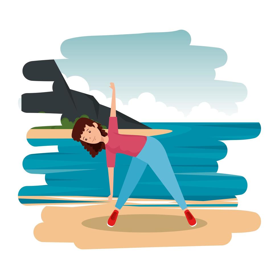 athletic girl practicing exercice on the beach vector