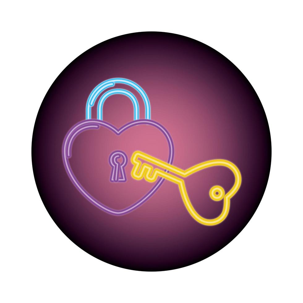 security padlock with heart shaped in neon light vector