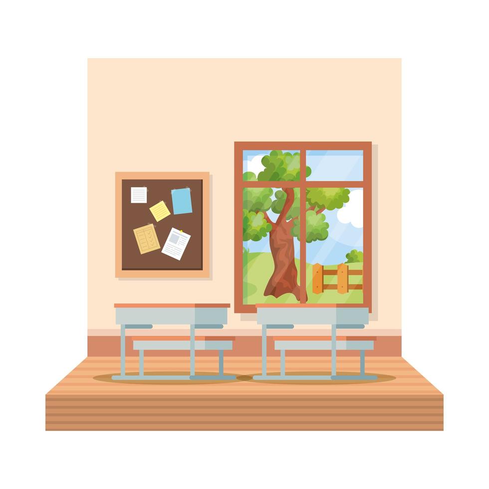 school classroom with window scene vector