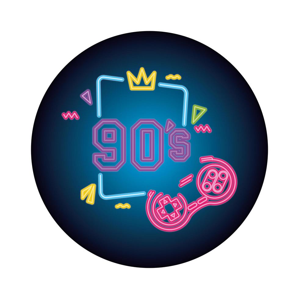 control game nineties style neon light vector