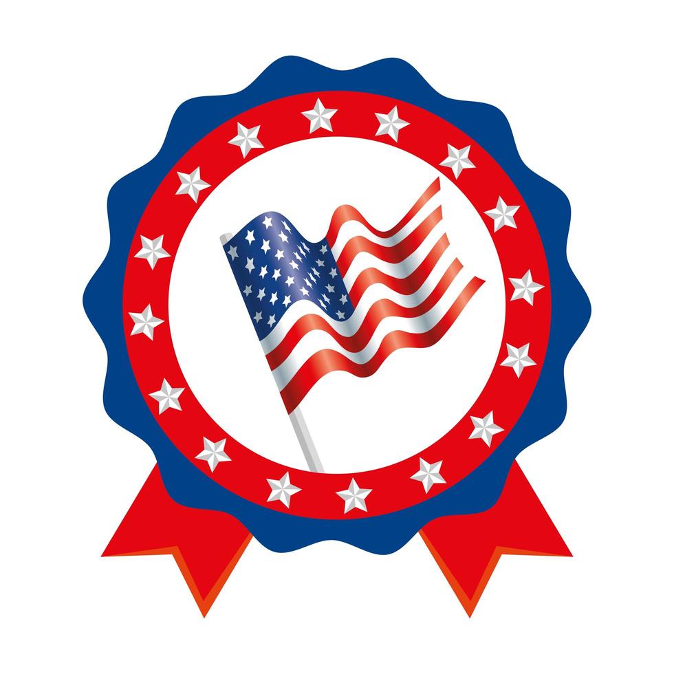 Isolated usa flag inside seal stamp vector design