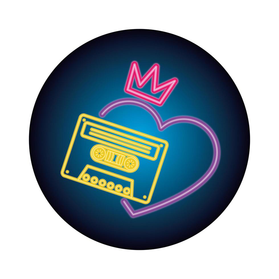 cassette nineties retro neon light isolated icon vector