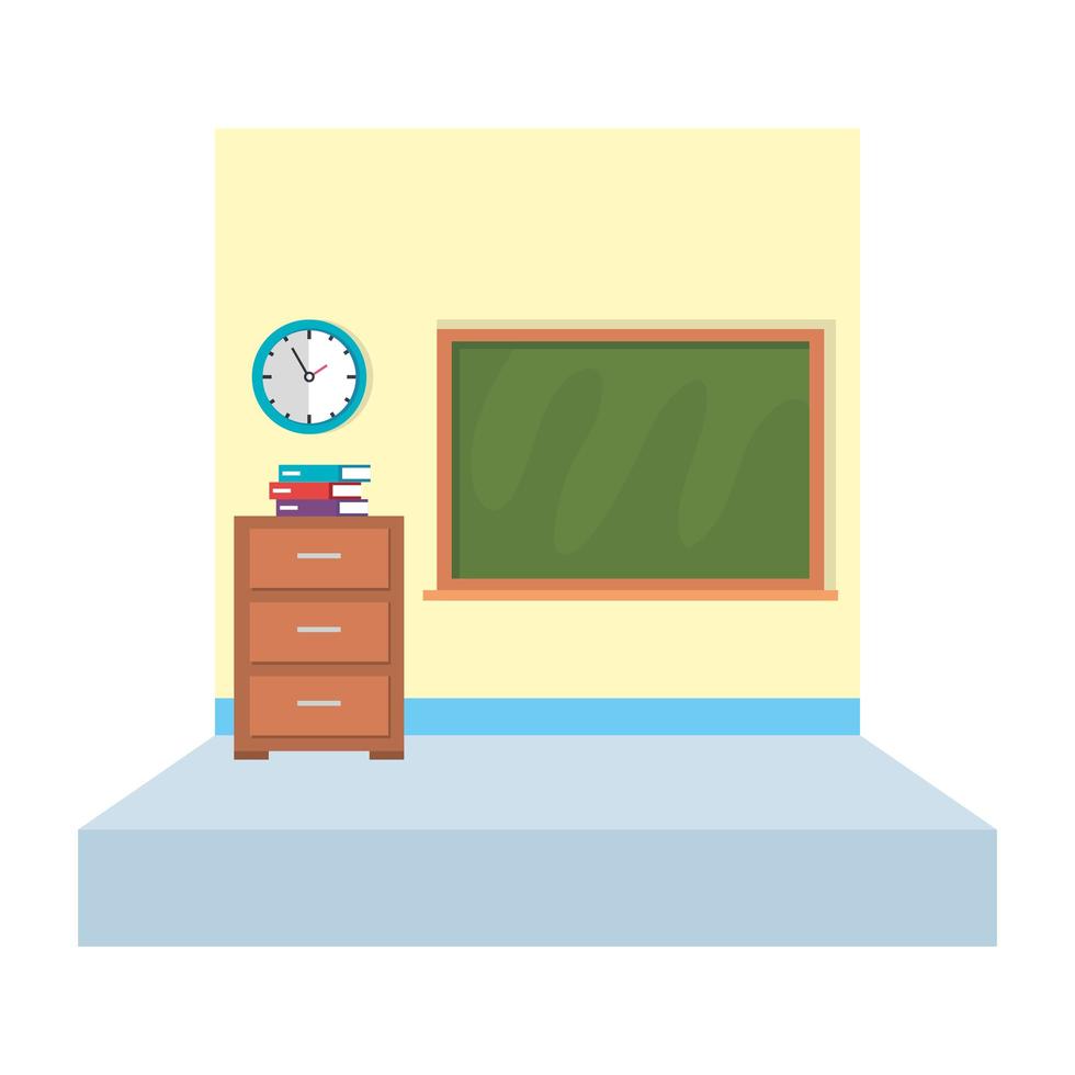 school classroom with chalkboard scene vector