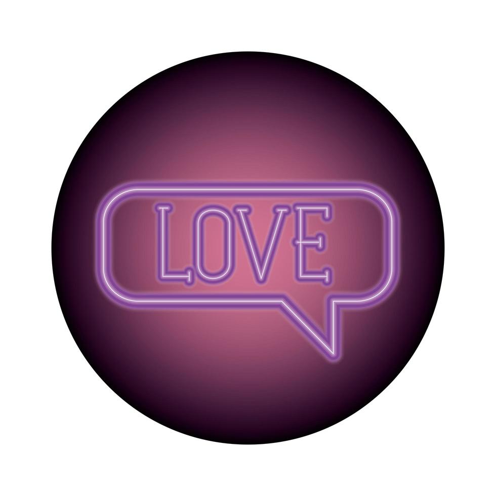 speech bubble in neon light, valentines day vector