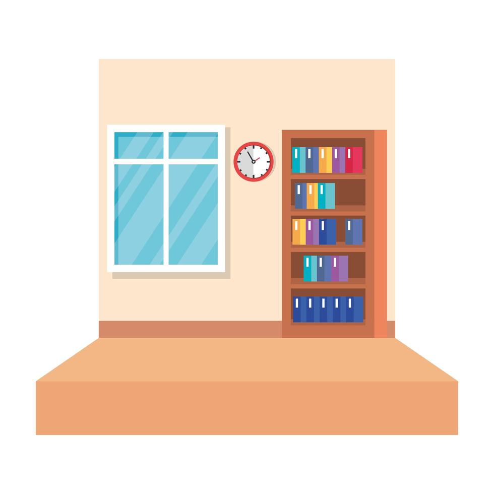 school classroom with bookscase scene vector