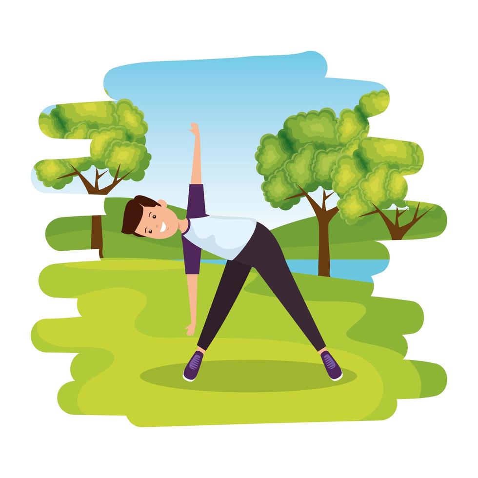 happy athletic boy practicing exercice in the camp vector