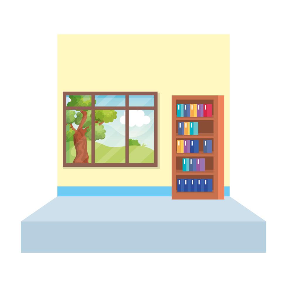school classroom with bookscase scene vector