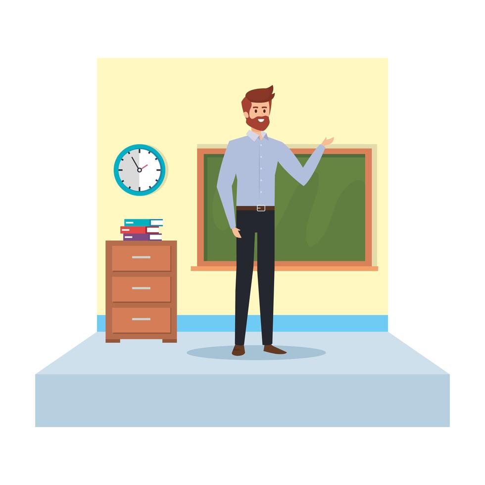 male teacher in school classroom vector