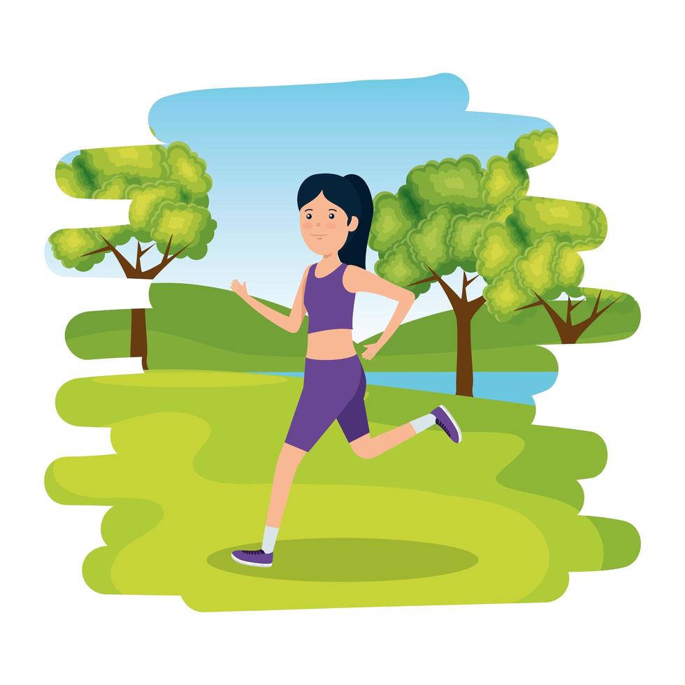 happy athletic girl running in the camp vector