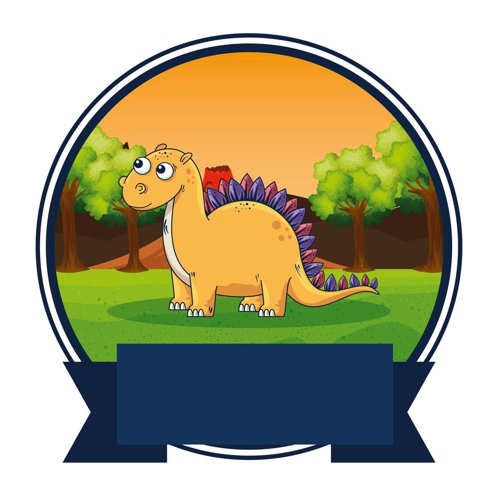 cute diplodocus in the landscape scene vector