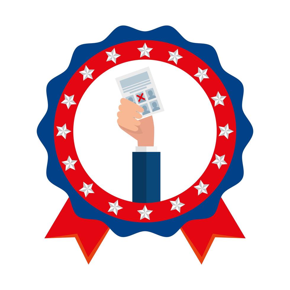 Hand holding usa vote paper vector design