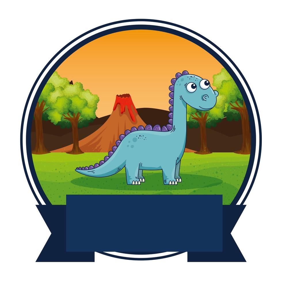 lindo diplodocus en la escena del paisaje vector