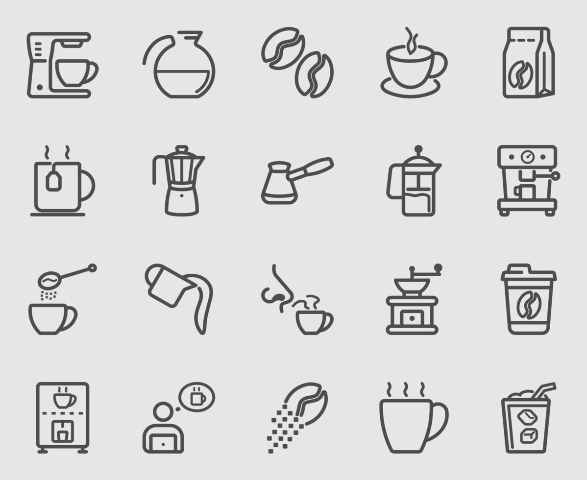 Coffee line icons set vector