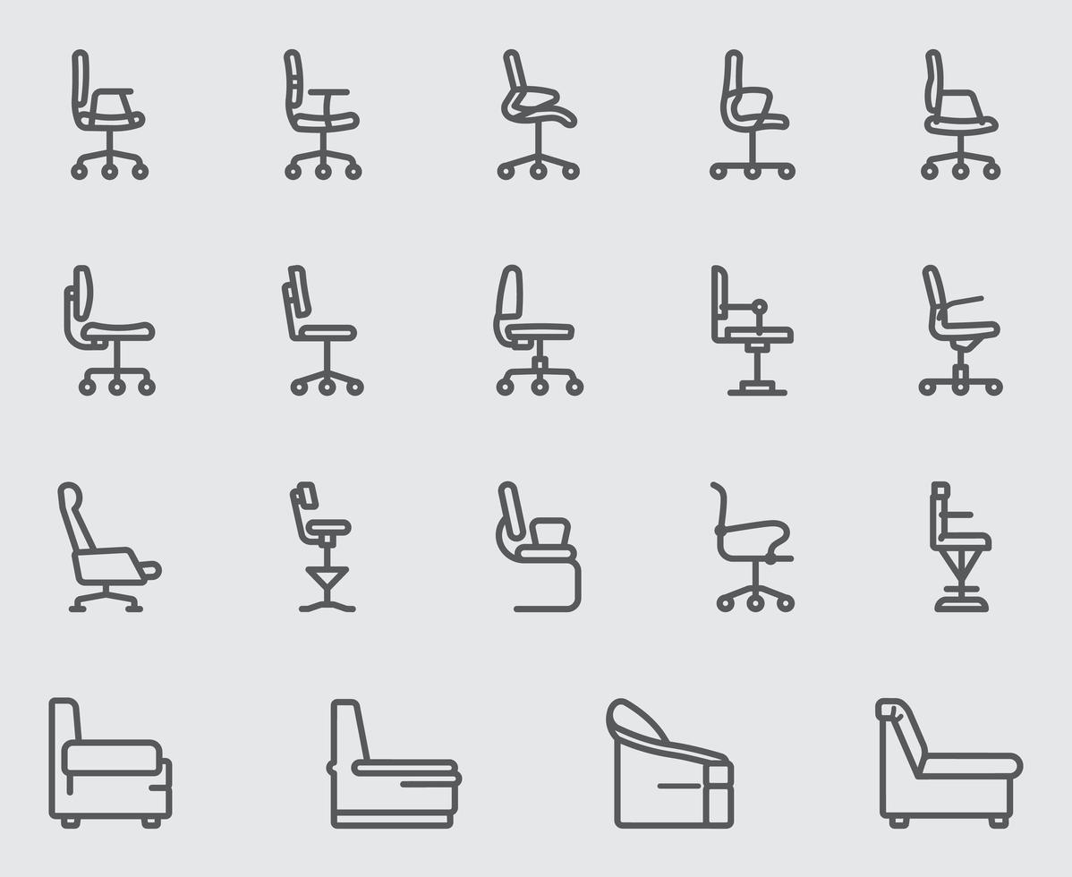 Chair and Sofa line icons set vector