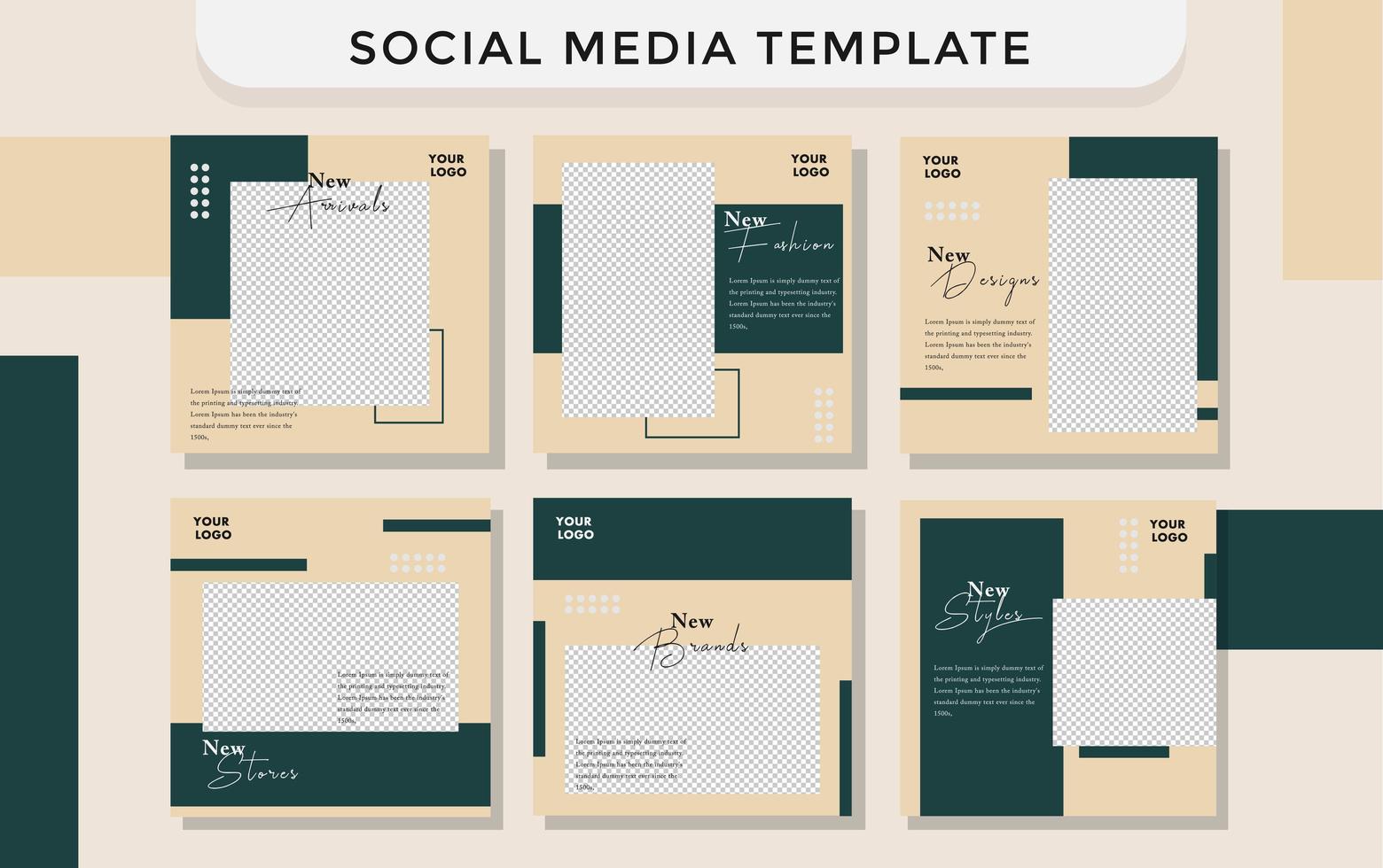 Modern Social Media Template Fashion Style Dark Blue. Premium Vector