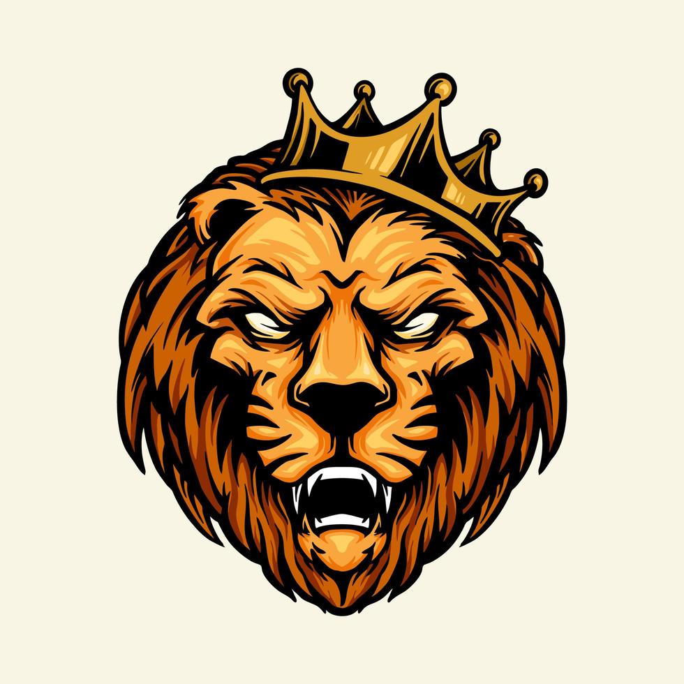 Lion Head with Crown Mascot vector