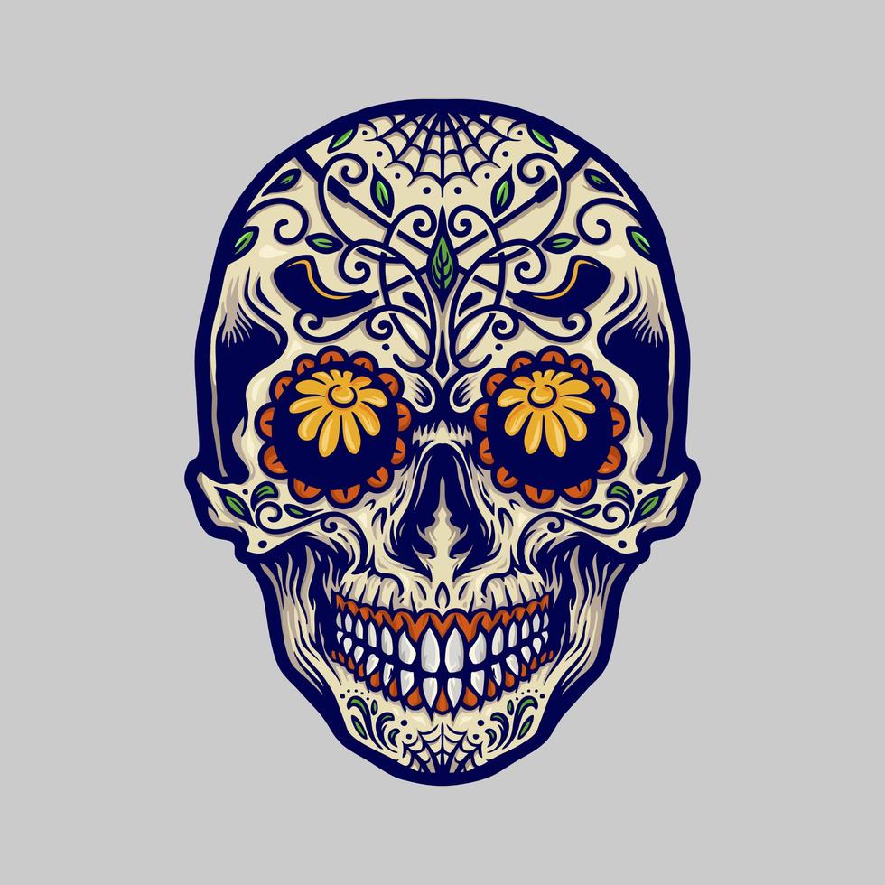 calavera de azúcar para dia de los muertos vector