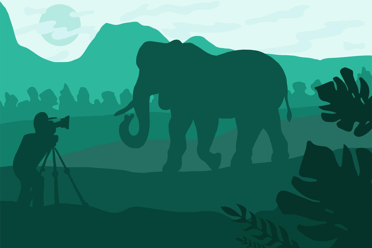 Wildlife photographer flat illustration vector